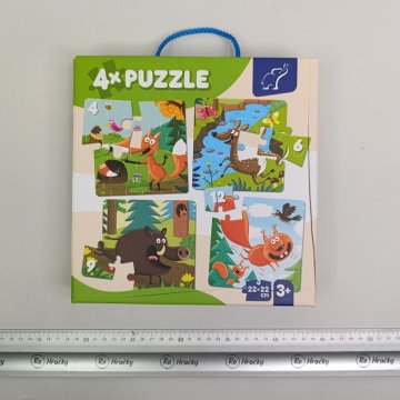 4x puzzle lesní zvířátka a další reHračky